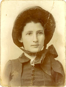 detail from a photographic portrait of Viola Sharpless